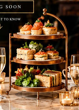 The Savoury 22 — a wooden tiered stand with savoury delicacies